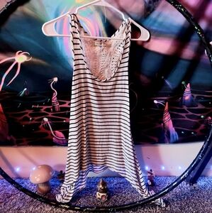 Arden B. Striped tank top open lace back